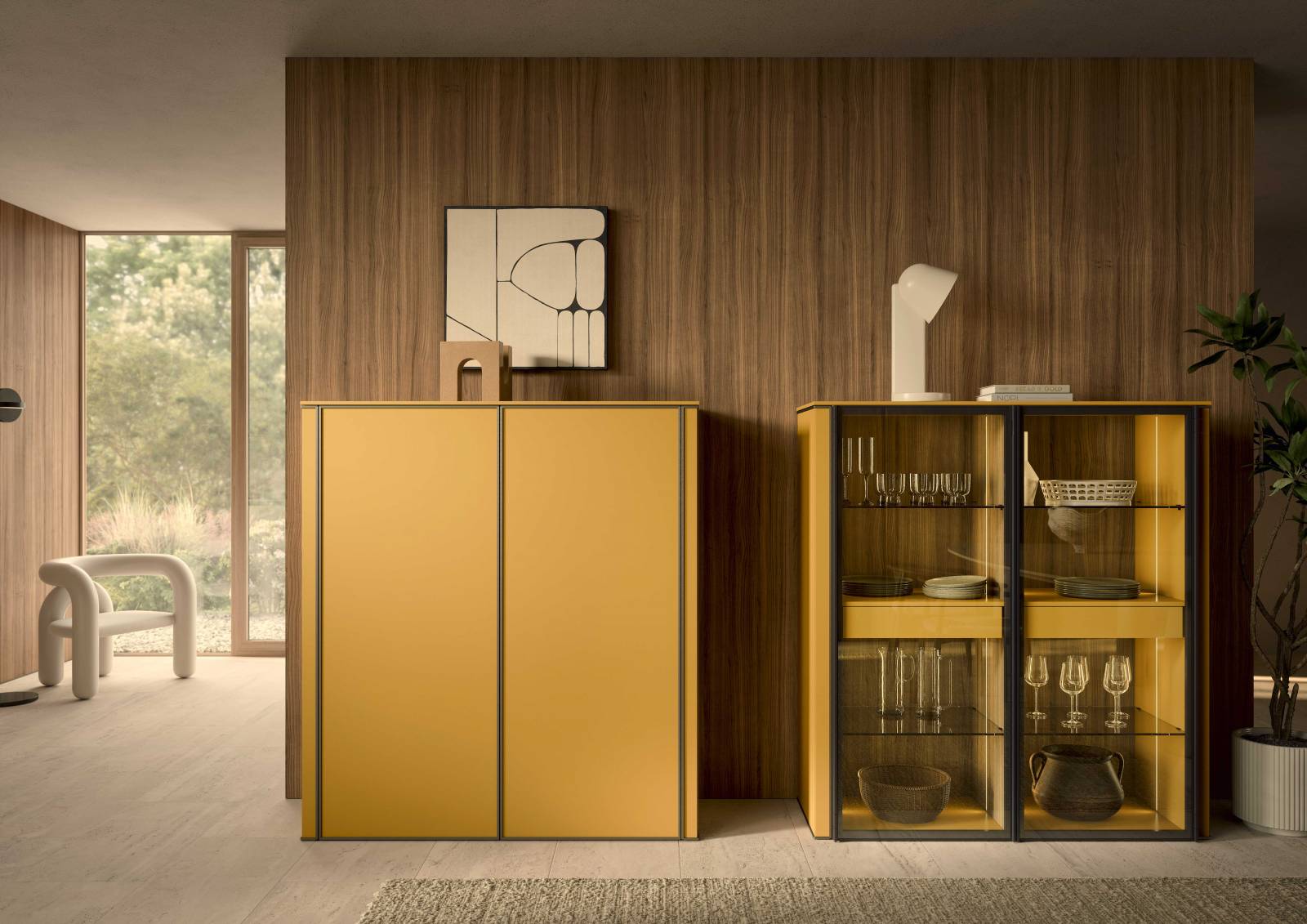 Meuble de séjour Jaune et cadre fin Coco