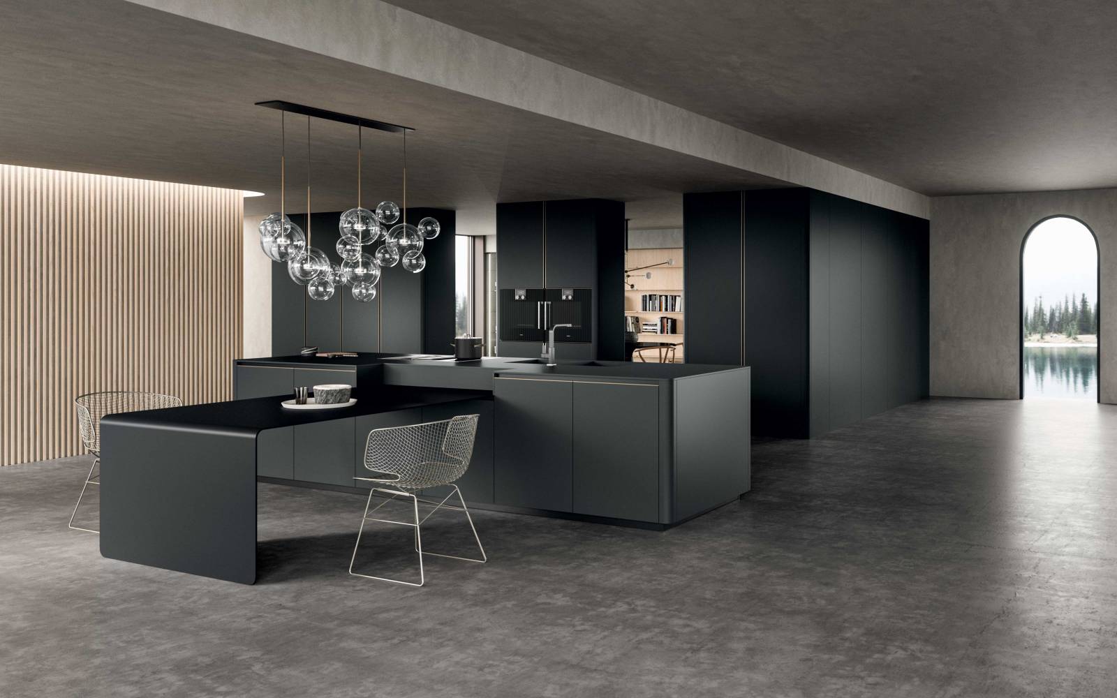 Un seul panneau en aluminium alvéolaire,  habilement cintré et arrondi dans les coins:  c'est ainsi que naît Brooklyn, une table  à la personnalité élégante et raffinée