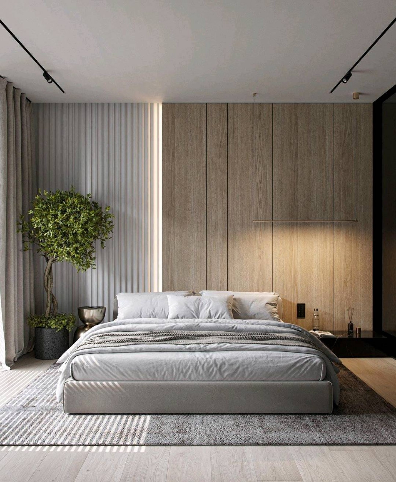 Tête de lit Bois avec armoire de rangement