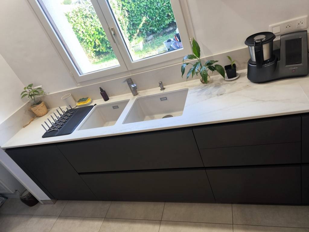 Plan de travail Dekton Rem 2 cuves sous plan intégrées