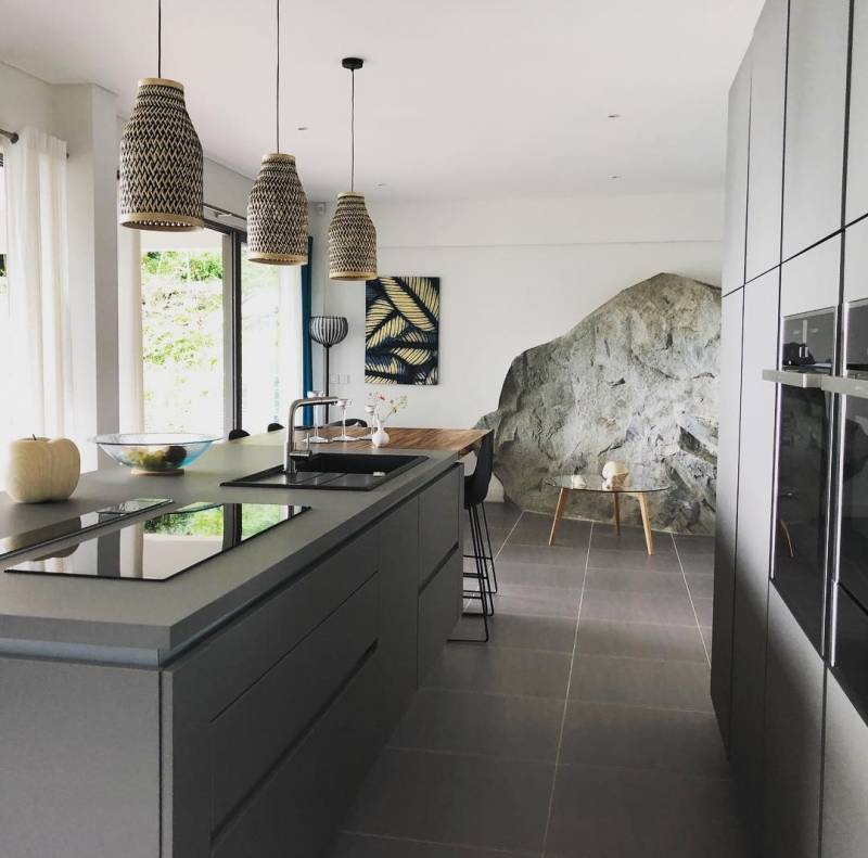 Ilot avec hotte de plan de travail